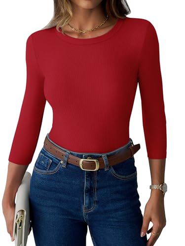 Save on GKBK Women's 3/4 Sleeve Ribbed Tops with code BZT87XX3 - Image 2