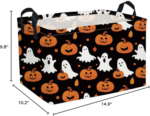 Image of Essme Rectangular Halloween Basket,Ghost Baskets Empty with Handles,Cute Baskets for Kids Halloweens Room Decor,Boys and Girls, Candy Basket,(Cute Ghost)