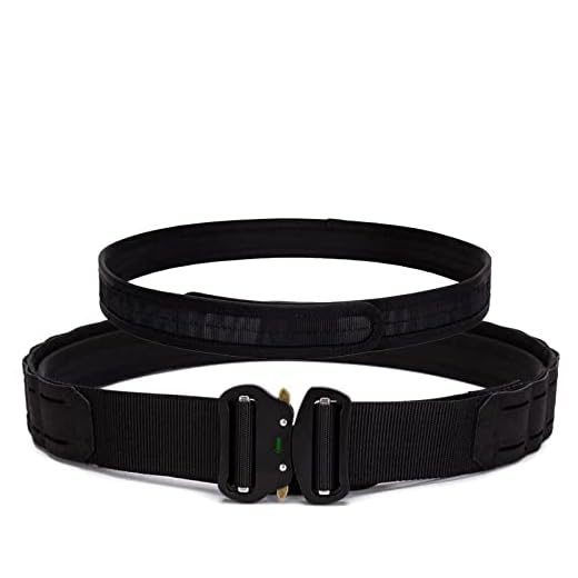EMERSONGEARS Ceinture tactique MOLLE pour homme de 5,1 cm avec boucle intérieure de 4,4 cm à dégagement rapide en métal découpé au laser pour airsoft, Noir , L (Fit waist size 42"-45")