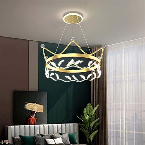 Lustre télécommandé doré DKSNAJ avec éclairage suspendu salon réglable