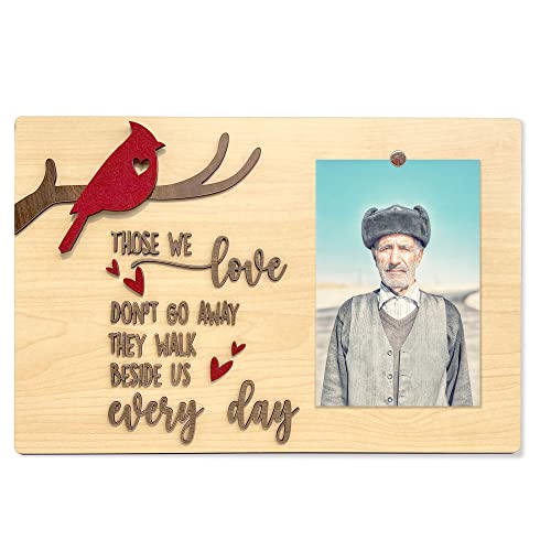 Memorial Picture Frame, They Walk Beside Us Every Day Sympathy Gifts For Loss Of Loved One, Red Cardinal Picture Frame, Remembrance Picture Frame, In Loving Memory Wooden Picture Frames Fits 4X6 In Photo #TOP2
