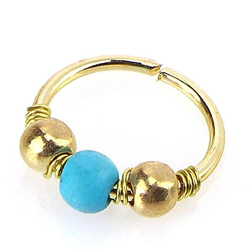 Femmes Bijoux, Yanhoo 1xInoxydable Acier Nose Bague Turquoise Nostril Bijoux Dames Cerceau Nez Boucle D'oreille Piercing Bijoux Spécial Design Cadeau (A)