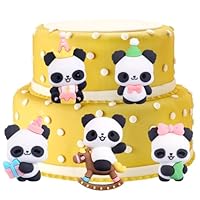 5pcs Panda Cake Decoration, Panda Cake Toppers, Animal Cake Decorations, Cute Miniature Panda Mini Animal Figurines Gifts For Girls Miniature Garden Ornament