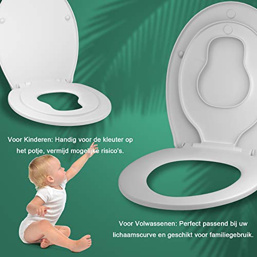 COSTWAY Volwassen kinder Wc-bril, 2-in-1 zindelijkheidstraining zit, kinder wc-bril voor zindelijkheidstraining, Zacht… - Afbeelding 6