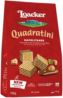 Loacker Quadratini Napolitaner Bite Size Wafer Cookies Multicolor, 0.13 kilograms, 125.0 gram, 1