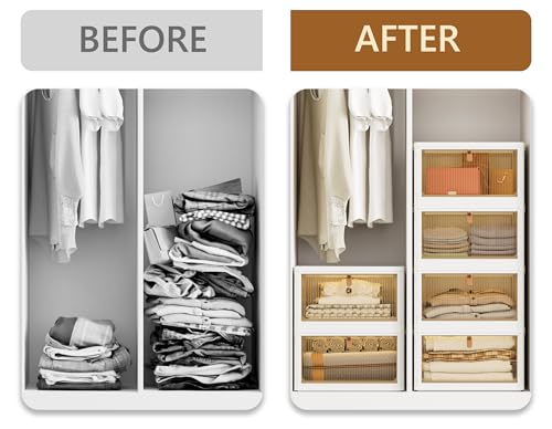 HOMIDEC Closet Organizers and Storage 70Qt 3 Pack Stackable Storage Bins with 1 Lid Closet Organizer Boxes for Clothes Foldable Storage Box for Clothes/Toys/Office Supplies/Snacks(23Qt X 3) - Image 4