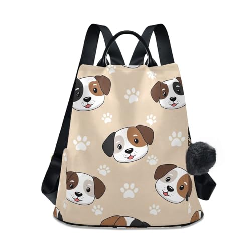 Sac à dos tendance pour femme motif pattes de chien avec pompon amovible