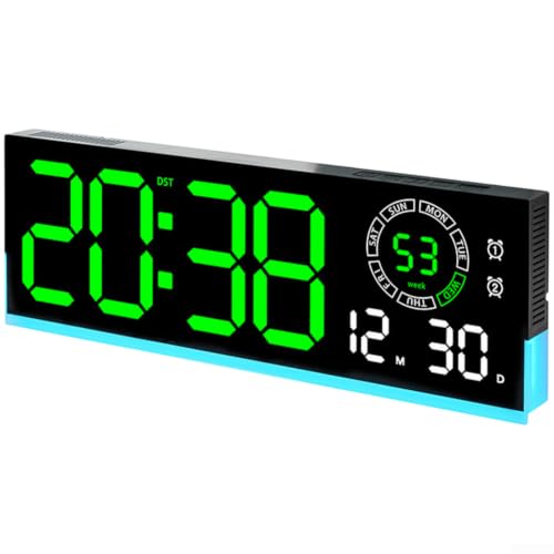 Reloj LED digital de pared con calendario y doble alarma para evitar descuidos 2