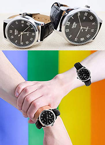 SKMEI Watch for Men Business Dress Classic Fashion Casual Black Leather Quartz Analog Waterproof Calendar Date Light Simple Wrist Watches Dad Fathers Gifts