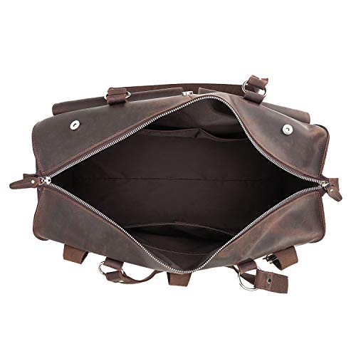 Polare 22'' Indiana Jones Looking Natural Leather Weekender Carry On Duffle Duffel Bag