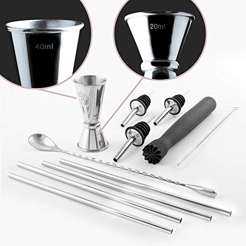 Cocktail Shaker Set Barman Professional 750 ml roestvrij staal complete set accessoires boek voor cocktails Martini Gin… - Image 7