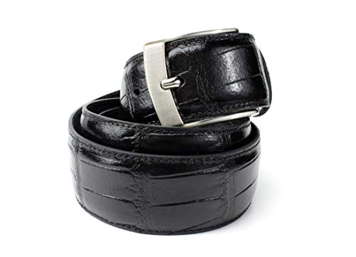 Ivan Troy Men’s Casual Italian Leather Embossed Crocodile Belt|Dress Belt With Jean Classic Buckle|1.57 Inch Wide