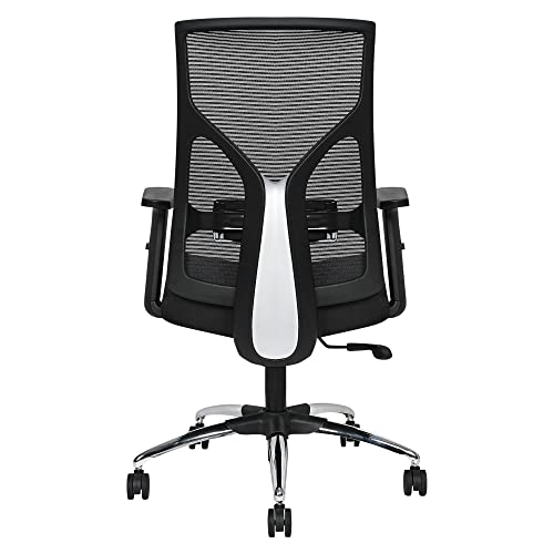 Image of Halcyon Office Chair Octavia - Ergonomic Computer Desk Chair with Mesh Back, Adjustable Armrests & Lumbar Support, Metal Base - Black