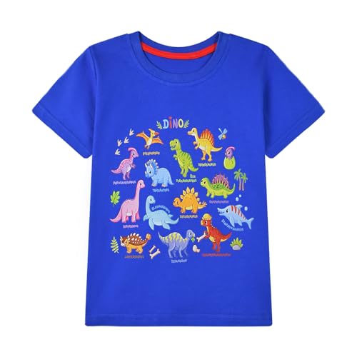 Image of HILEELANG Toddler Boy Short Sleeve Tee Shirts Summer Cotton Casual Graphic Crewneck Tshirt Packs