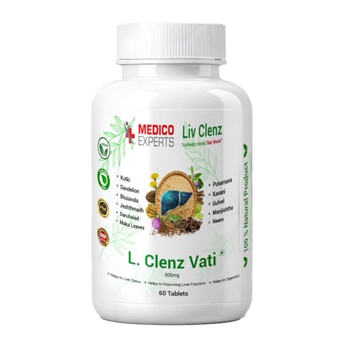 Image of L Clenz Vati - Liver Detox Supplement 60 Tabs (500 mg) | Blend of Kutki Dandelion Bhuiavala & 8 Liver Detox Ayurvedic Herbs | Helps Repairing Liver From Alcoholic & Fatty Liver(15 Days)