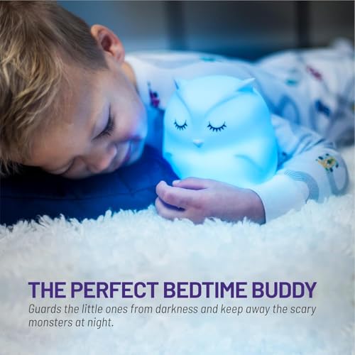 Image of MUID Owl Silicone Night Lamp | Rechargeable Nursery Night Light for Kids, Portable Color Changing LED Nightlight - Break Resistant, Eye Caring, Adjustable Brightness & Color and Time Setting