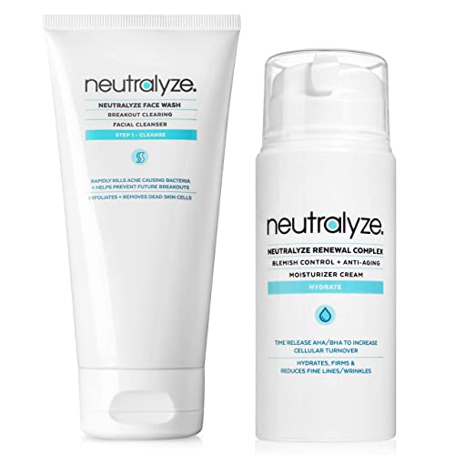 Neutralyze Acne Face Wash & Neutralyze Renewal Complex Bundle | Maximum Strength Facial Cleanser For Acne Prone Skin With 2% Salicylic Acid + 1% Mandelic Acid + Nitrogen Boost Skincare Technology