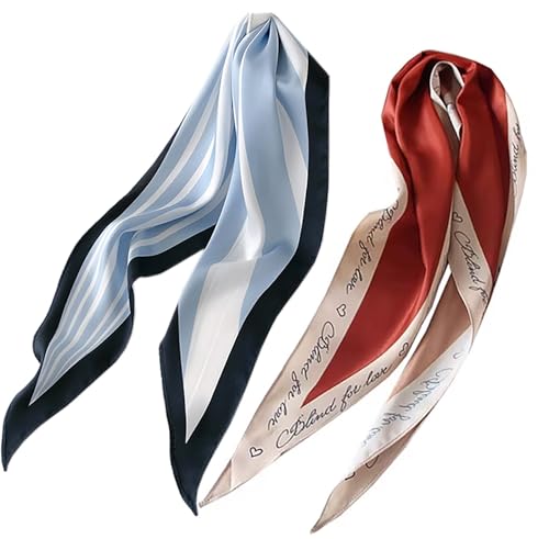 2pcs Satin Silk Angular scarf For Handbags Head Handle Ribbon Hair Fashion Skinny Scarves For Women Gift
