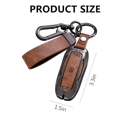 Key Fob Cover for Tesla，Key Shells Compatible with Tesla, fit Tesla Metal Key Cover Case, Model X, with Key Chain, Key Less Protection Case Smart Remote Accessories (BrownX) by Heiluxe - Image 3