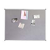 4 THOUGHT Fabric Bulletin Board 48 x 36 Inches Wall Mounted with Silver Aluminium Frame Message Memo Pin Board for Display and Organize Office or Classroom, 4 x 3 Feet, 10 Push Pins Included, Gray