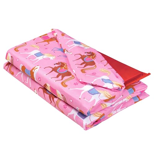 Image of Wildkin Kids Microfiber Nap Mat Cover - Soft, Durable & Fits 1.5 inch Vinyl Sleep Mats (Horses)