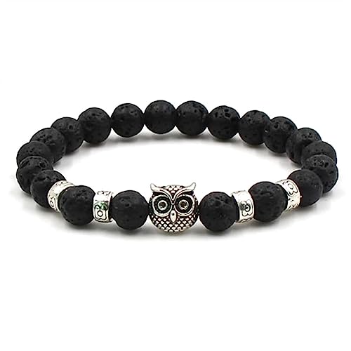 Bracelet en pierre naturelle chouette 8mm pour homme et femme de 19cm