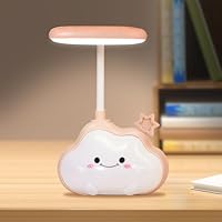 LED Wolken Nachtlicht, Schreibtischlampe für Kinderzimmer, USB Aufladbar Nachtlampe, Farbwechselnd Stimmungslicht, mit Flexiblem Arm (Rosa Ster)