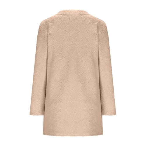 Teen Girls Plush Pullover Sweater Long Crew Neck Fuzzy Fleece Fall Winter Outwear Kids Soft Thick Coats with Pockets3