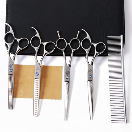Image of Moontay Professional Dog Grooming Scissors Set, 7 Inch /8 Inch Pet Scissors - Curved & Thinning Shears for Dogs