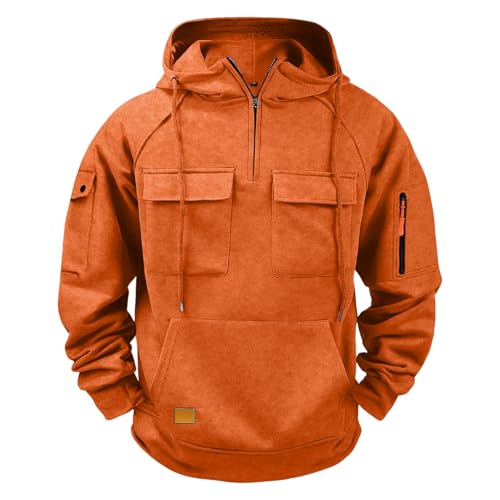 Hoodies for Men Fashion Quarter Zip Up Tactical Hoodie Pullover Fall Winter Casual Hooded Sweatshirt with Pockets4