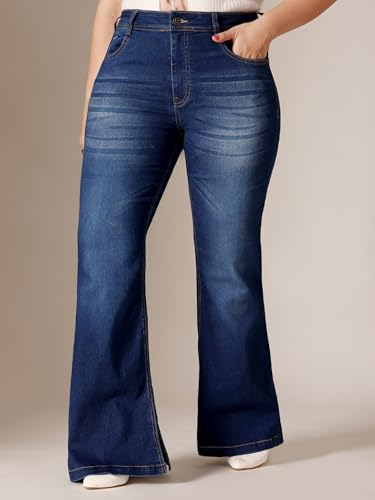 Image of Miss Chase A+ Women's Wide Leg High Rise Regular Length Stretchable Denim Jeans