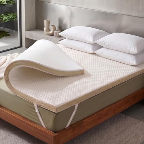 Image of Marsail Queen Mattress Topper, 4 Inch Cooling Gel Memory Foam, Breathable Soft Cover, CertiPUR-US and Oeko-TEX Certified Safe Mattress Pad for Pressure Relieve