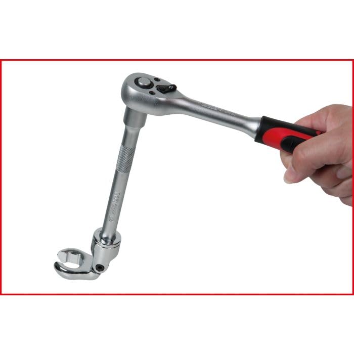 KS TOOLS - 911.1750 - Jeu de clés - clé à tuyauter - 7 clés 3/8" pour plomberie - Clé à tête pivotante - clé pour tuyau de robinet - 11-19 mm
