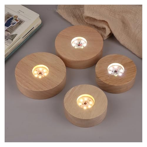 Base LED bois rond pour lampe nuit résine et ornements - 5