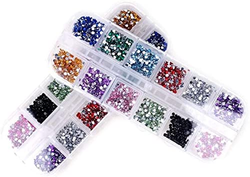 U-K Kit de 3000 peças de arte de unhas de strass fatias de unhas 12 cores brincos de unha glitter pe
