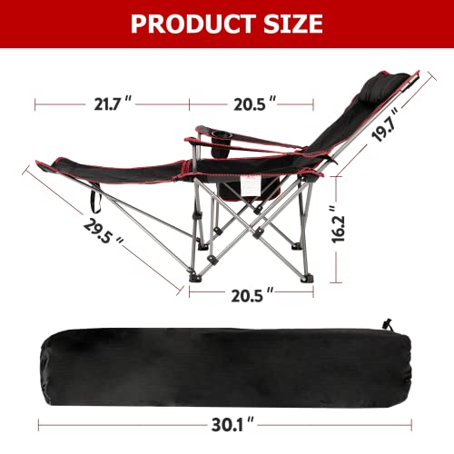 Yssoa Removable Footrest Reclining Camping Chair, 1-Pack, Black #TOP2