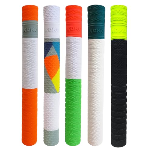 Image of XOKO Premium Cricket Bat Grip | Anti-Slip Rubber Handle | Ultra Tacky Surface | Pack of 5 | High-Performance Grip for Better Control
