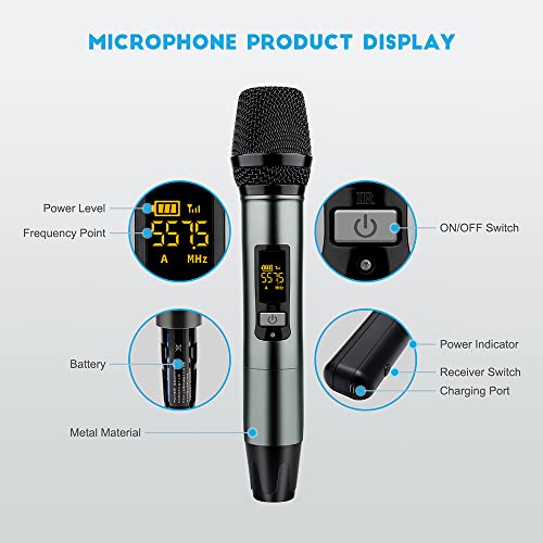 Plinus Rechargeable Wireless Microphone, Uhf Mic With 2 Handheld Dynamic Cordless Microphones With Portable Receiver, 180Ft, For Party, Speech, Karaoke Singing, Class, Wedding, Dj, Church #TOP4
