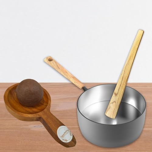 Image of Combo Ragi Ball Making Wooden Spoon and Stick | Ragi mudde Maker | Stick - 15 inch | Spoon 10 inch | ರಾಗಿ ಮುದ್ದೆ