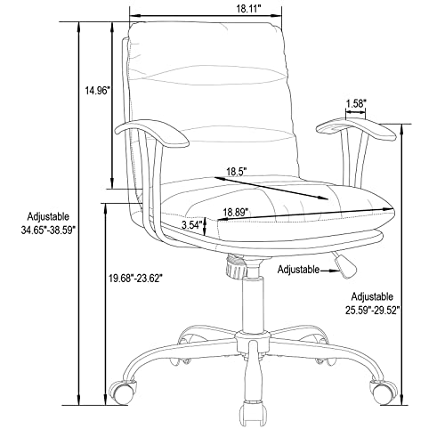 Leisuremod Regina Modern Padded Leather Adjustable Executive Office Chair With Tilt & 360 Degree Swivel, Pine Green #TOP2