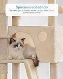 Hey-brother Kratzbaum, 134,6 cm, Katzenturm für Indoor-Katzen, Katzenhaus mit gepolstertem Plattformbett, Spielzeugbälle, großer gemütlicher Höhle, Hängematten und Sisal-Kratzbäume, Beige MPJ019-SM