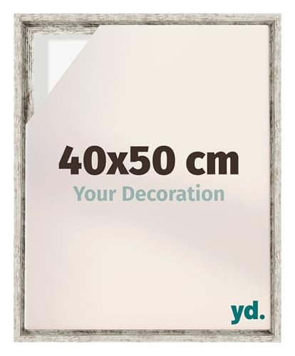 yd. Your Decoration - Cornice a cassetta per tela 40x50 - Bianco Vintage - Compatibile con telaio - MDF - Lyon