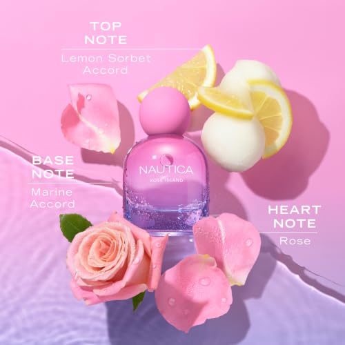 Image of Nautica for Her Rose Island Giftset 1.6 fl oz + 0.33 fl oz Eau De Parfum, Notes of Lemon, Rose, and Musk, Women's Fragrance, Long Lasting, Mood-Boosting Fragrance, Vegan Formula