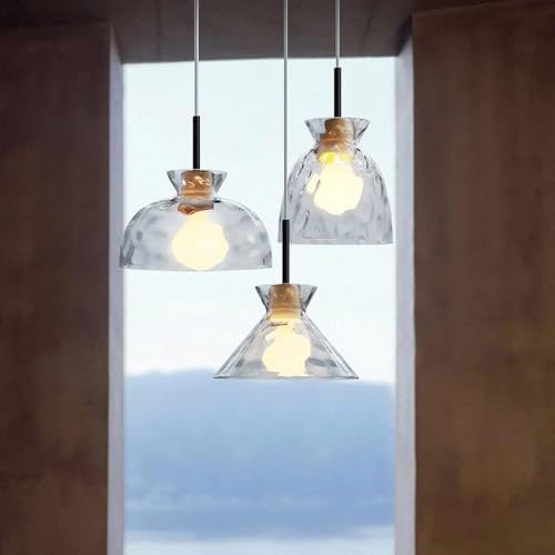 Lampe Plafond Suspendue rustique avec abat-jour verre martelé