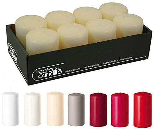 Bougies de cire premium blanc laine 10 cm | Set de 8 bougies piliers de l'Avent