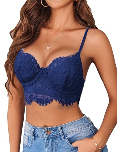 Image of Avidlove Lace Bralettes for Women Y2k Strap Bustier Cami Top V Neck Camisole Lingerie