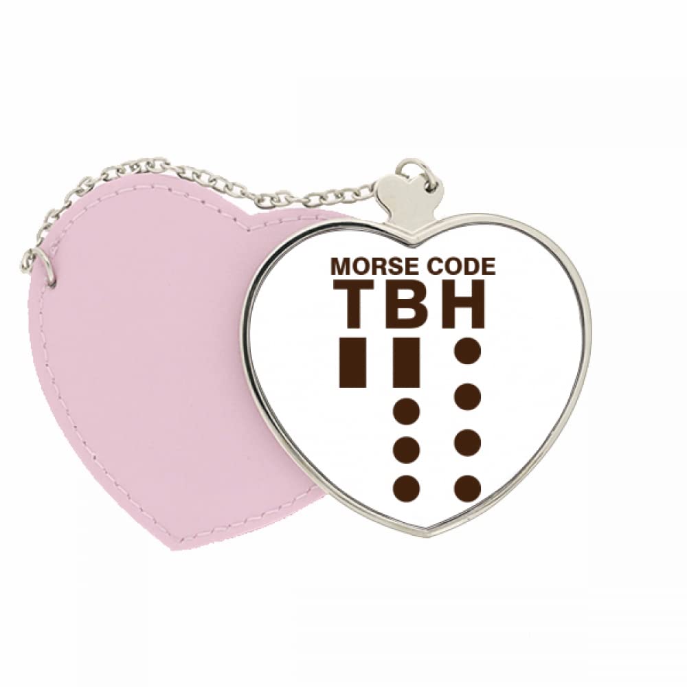 Morse Code Honestly Expressed Point Line Mirror Travel Purse Makeup Heart Pink