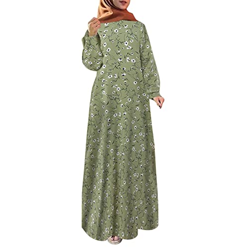 Vestido largo musulmán para mujer, vestido largo de oración, abaya, islámico, Oriente Medio, Dubai, Turquía, Maxi Abaya Kaftan, verde, M