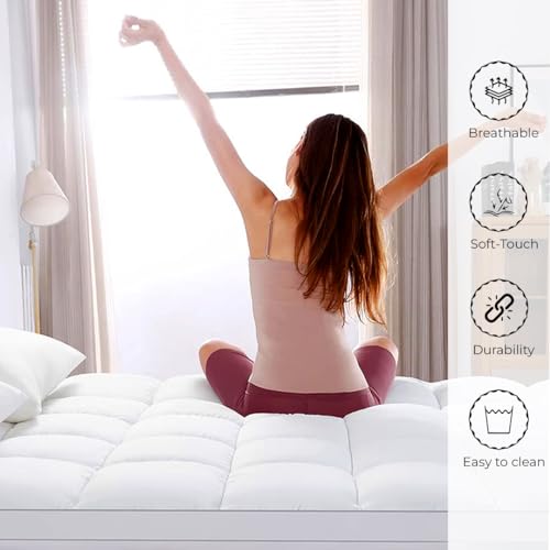 Image of Linenwalas Premium Microfiber Topper for Most Comfortable Hotel Bed Feel - 2 inch+ Luxuriously Thick, 4000 GSM Baffle Box Design Mattress Padding for Double /King Size Bed (6 x 6.5ft, 72 inchx78 inch)