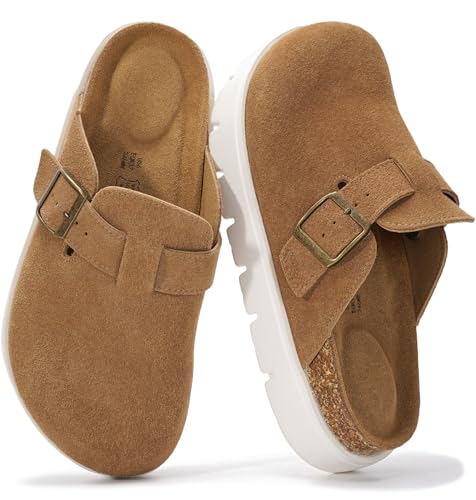 Image of Project Cloud 100% Genuine Leather Platform Clogs for Women Footwear - Memory Foam Arch Support Cork Footbed Casual Shoes & Mules for Women 2026 (Benton Chunky)